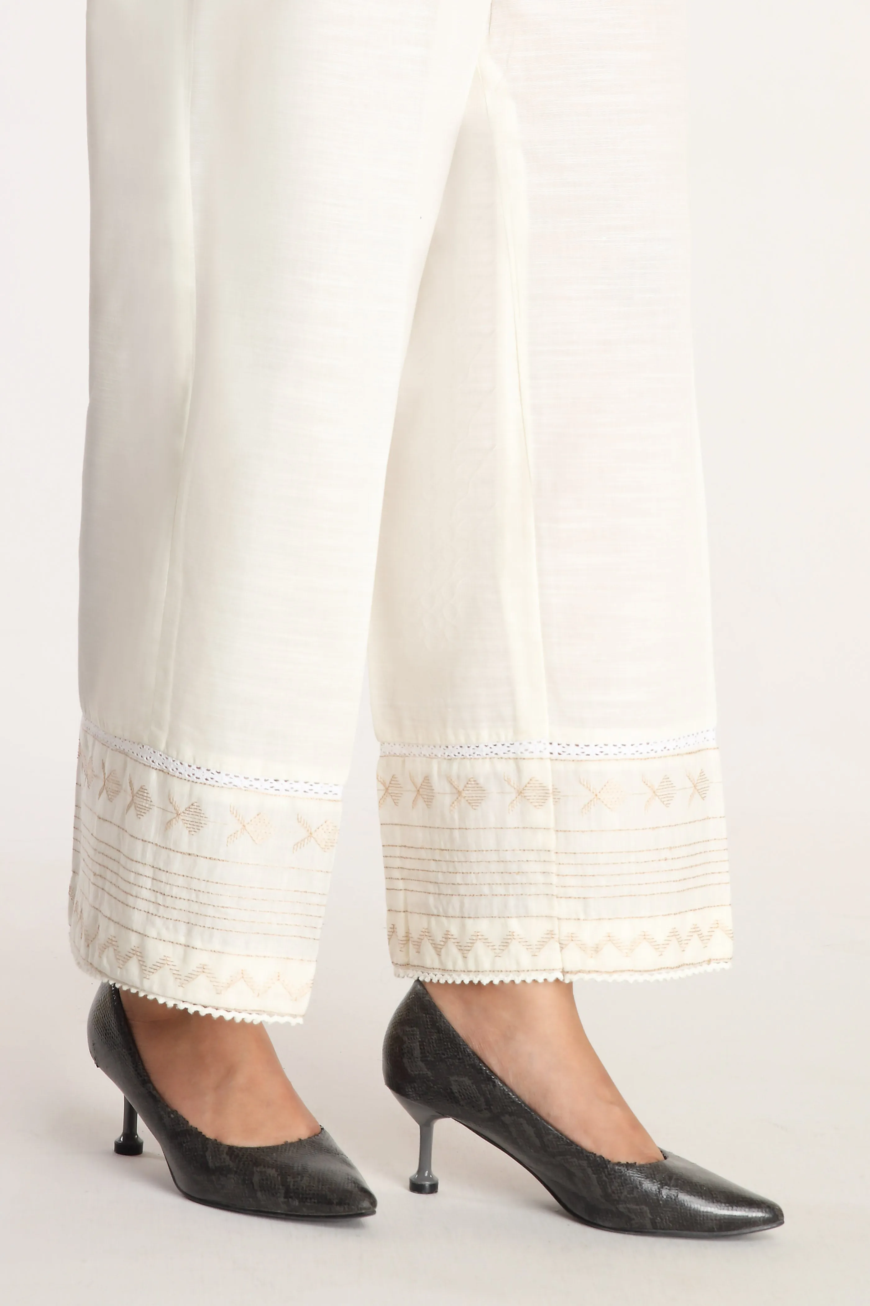 1 Piece Slub Khaddar Embroidered Culottes (BB9961)