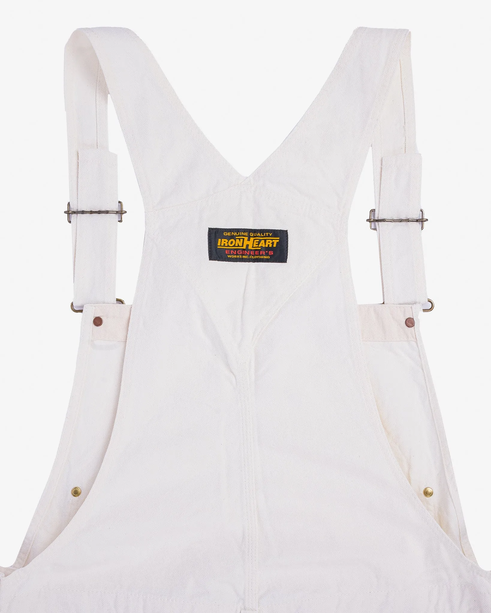 10.5oz Herringbone Double Knee Overalls - White