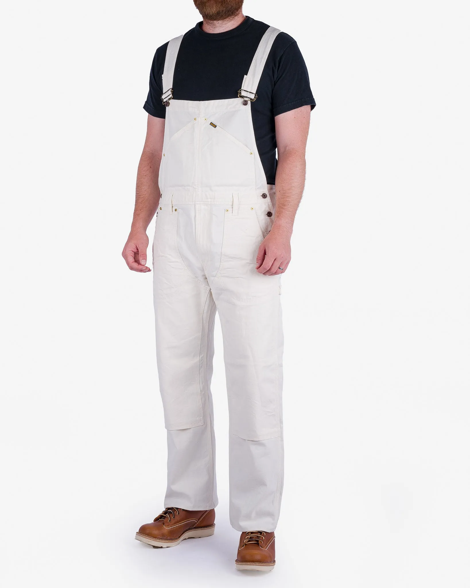 10.5oz Herringbone Double Knee Overalls - White
