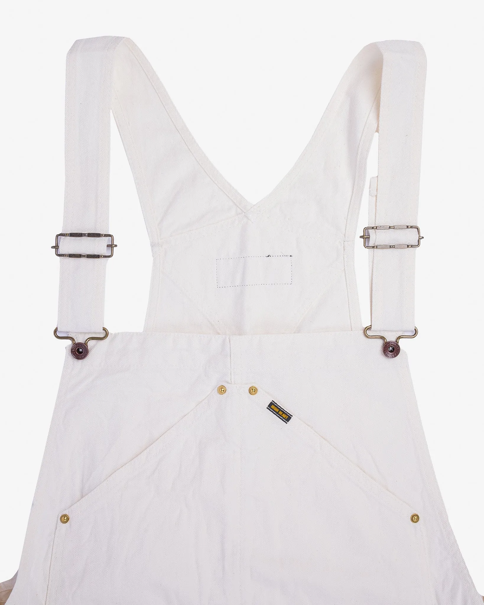 10.5oz Herringbone Double Knee Overalls - White