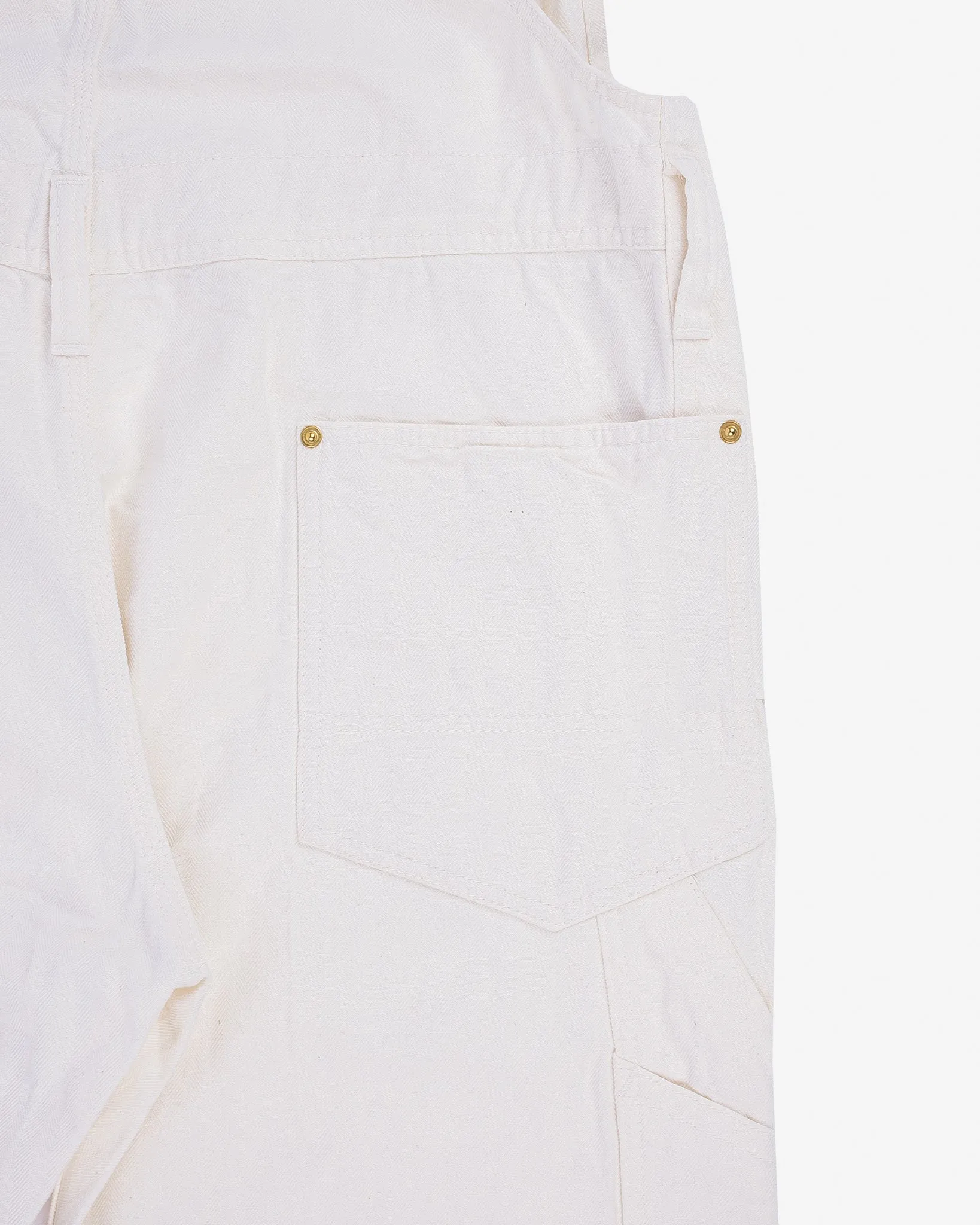 10.5oz Herringbone Double Knee Overalls - White