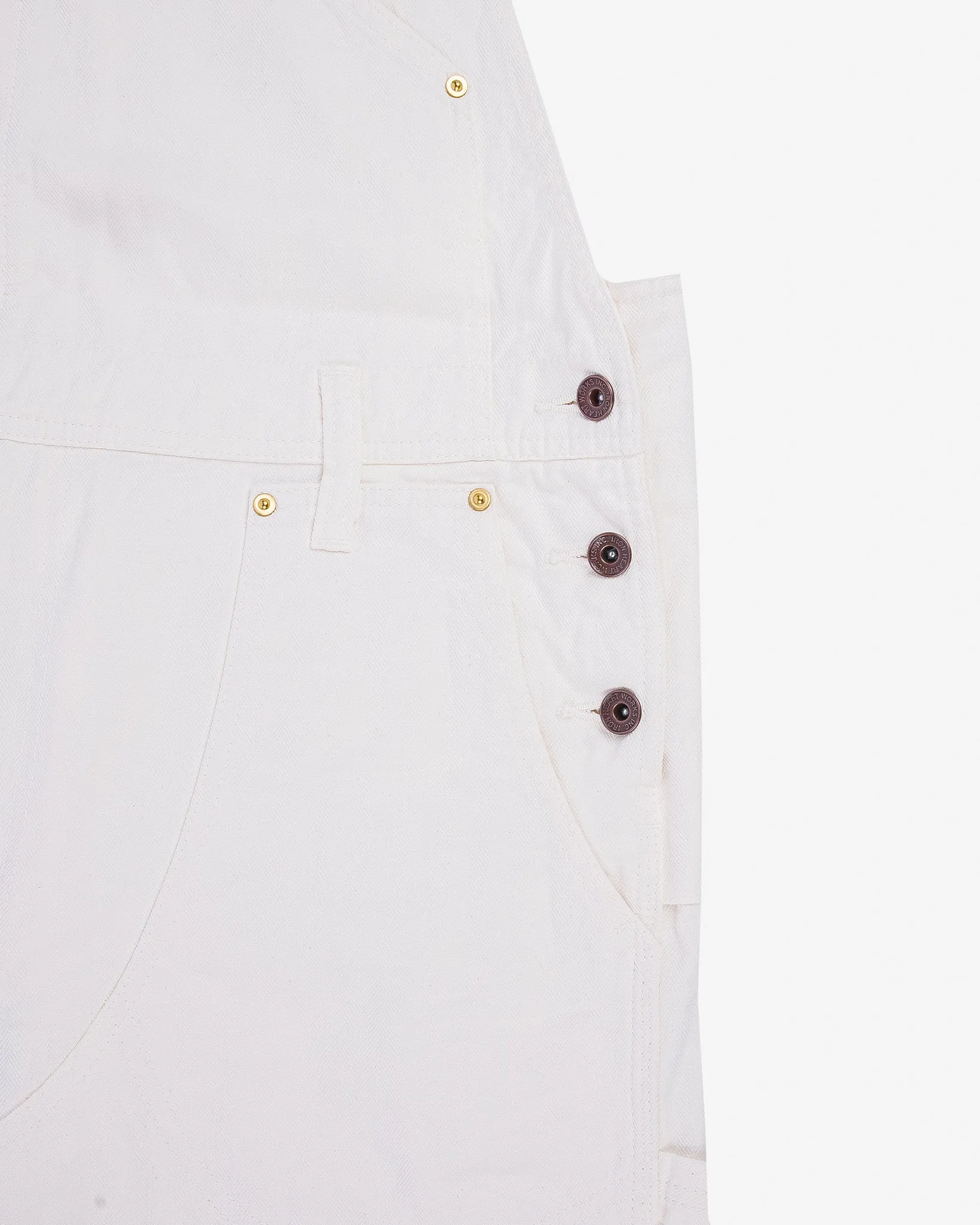 10.5oz Herringbone Double Knee Overalls - White