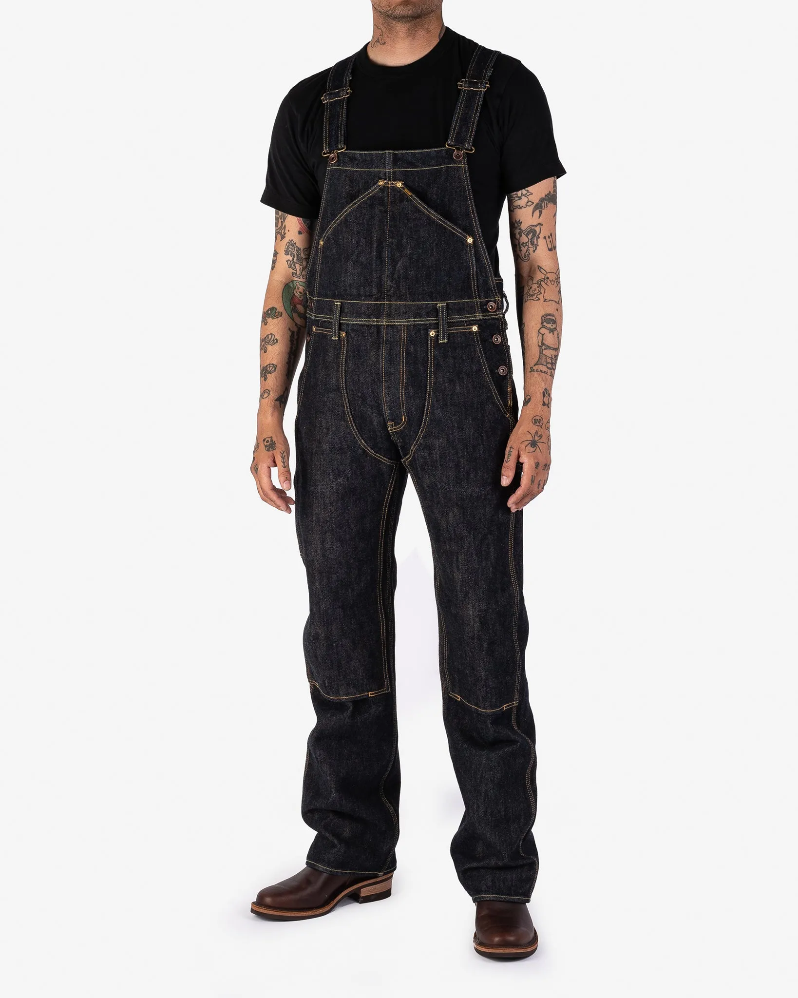 21oz Selvedge Denim Double Knee Overalls - Indigo