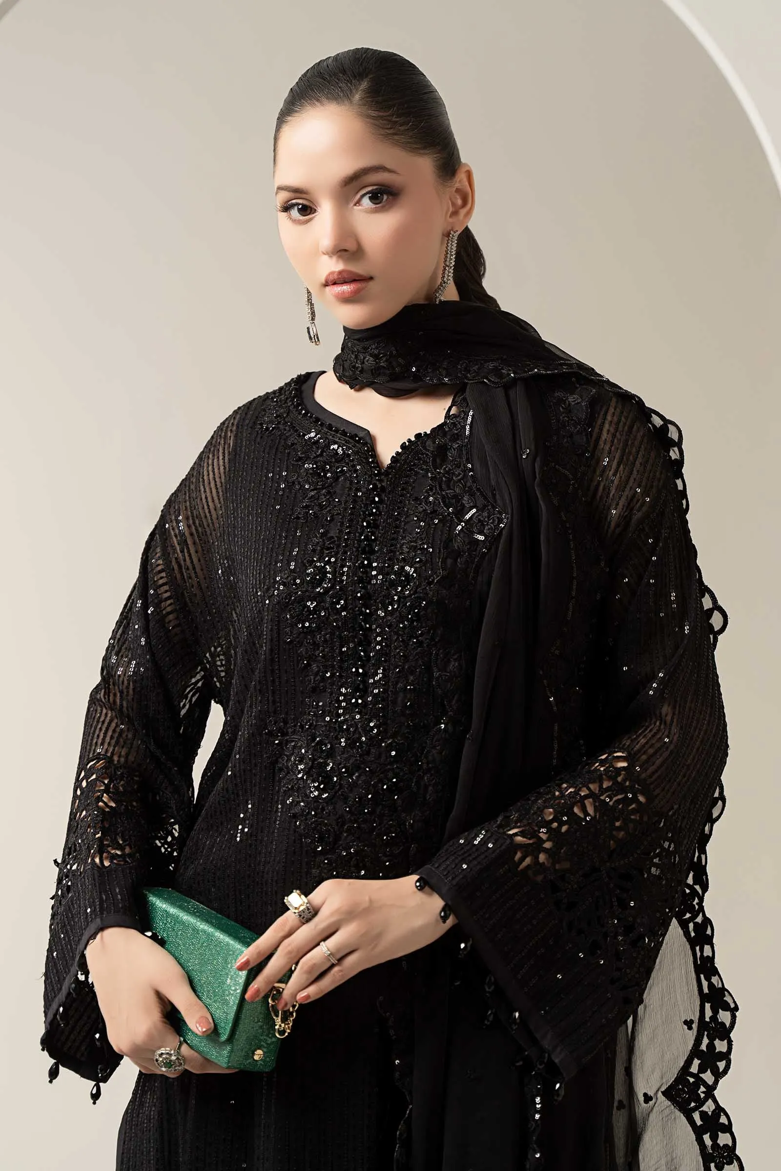 3 Piece Embroidered Chiffon Suit | SF-EA25-03