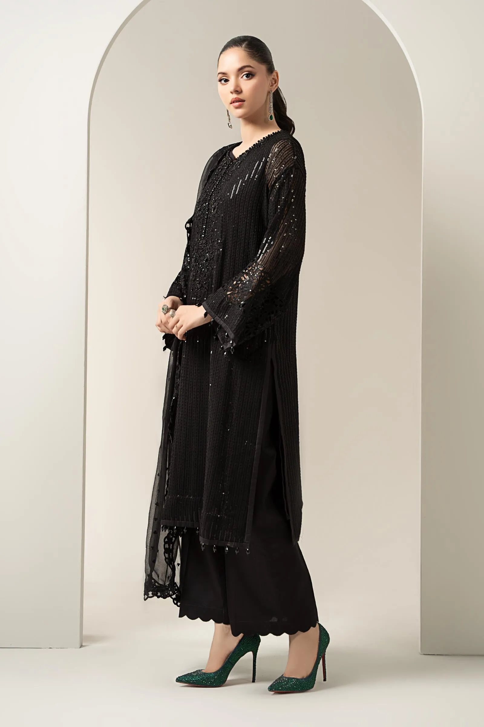 3 Piece Embroidered Chiffon Suit | SF-EA25-03