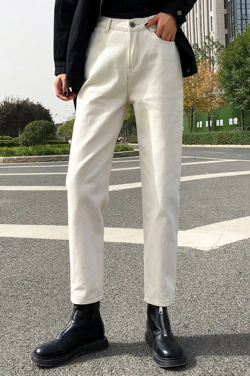4 Colors Elastic Waist Long Jeans Pants