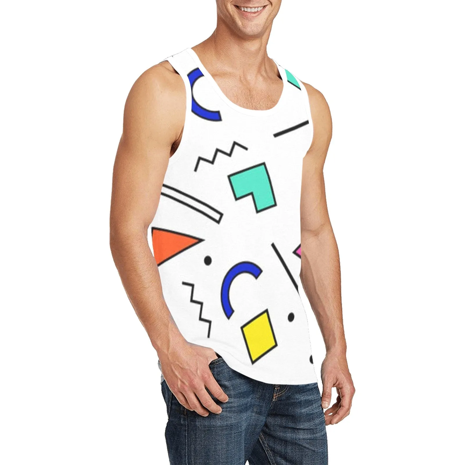 90s White Design Pattern Men's All Over Print Tank Top