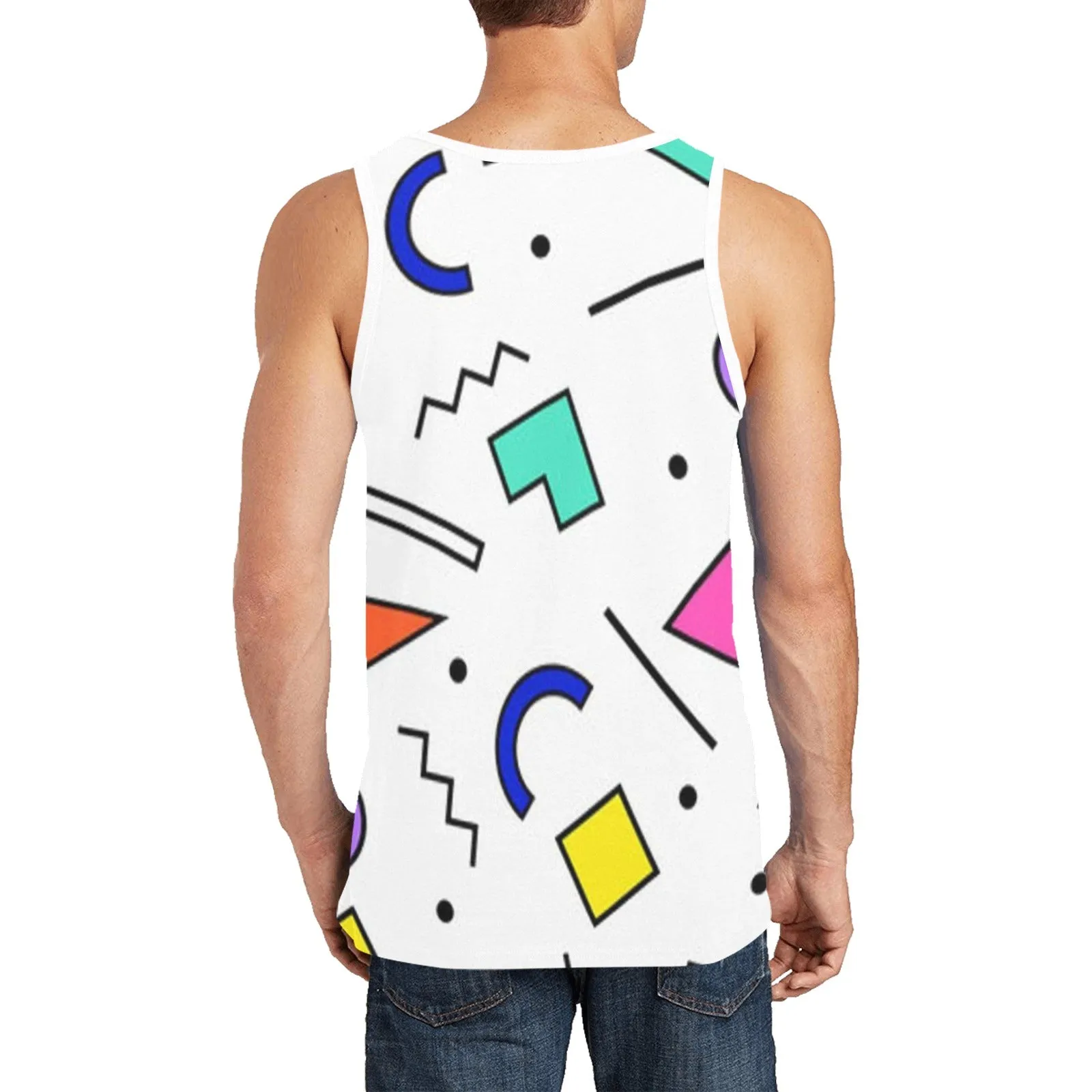 90s White Design Pattern Men's All Over Print Tank Top
