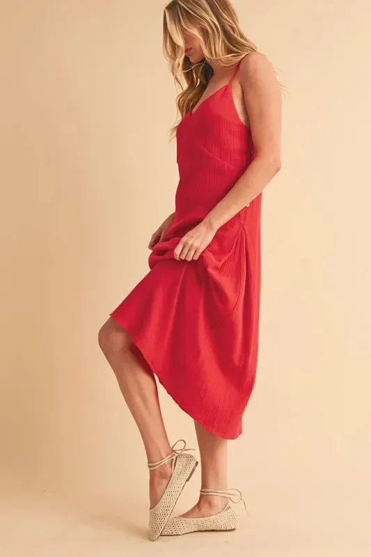 Aemi Co Side Button Midi Cami Dress