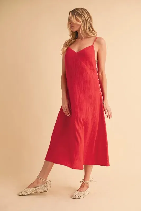 Aemi Co Side Button Midi Cami Dress