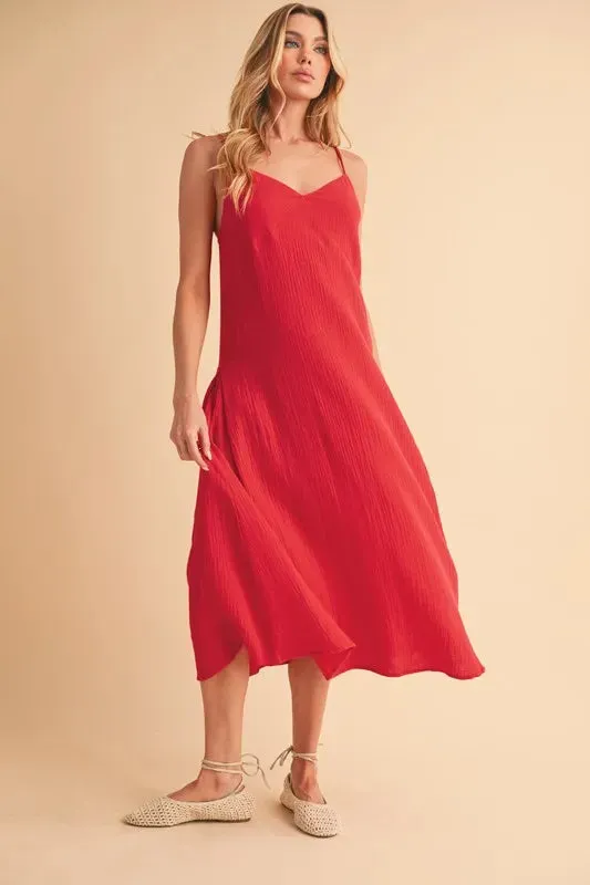 Aemi Co Side Button Midi Cami Dress