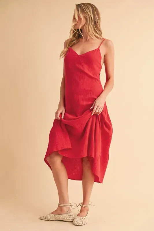 Aemi Co Side Button Midi Cami Dress