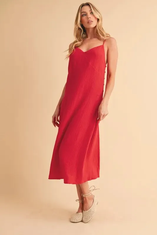 Aemi Co Side Button Midi Cami Dress