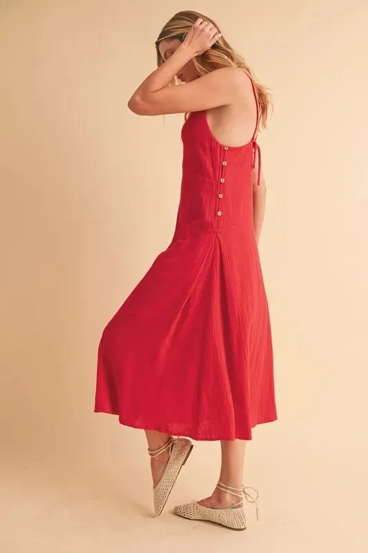 Aemi Co Side Button Midi Cami Dress