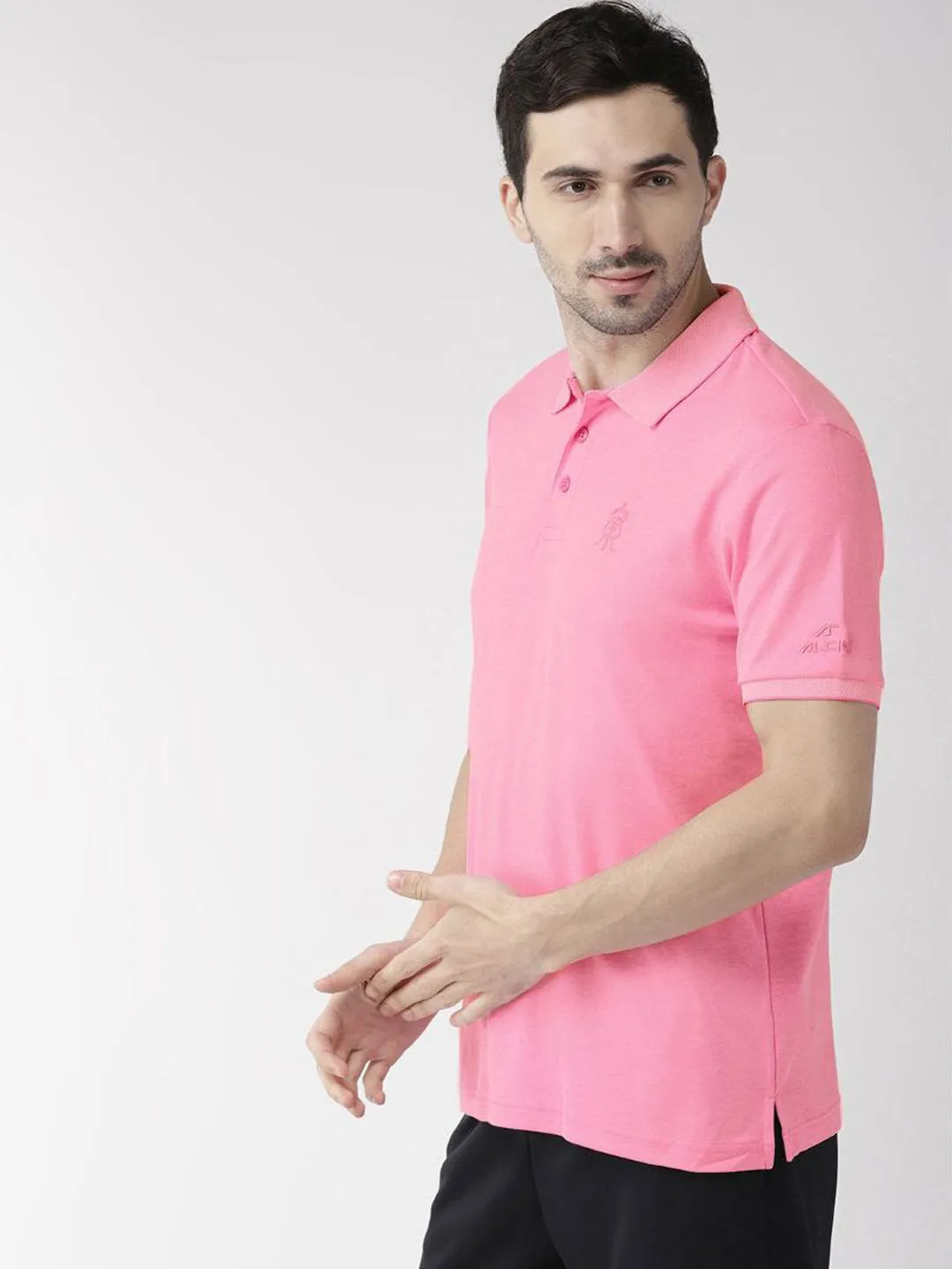 Alcis Men Pink Rajasthan Royals Solid Polo Collar T-shirt