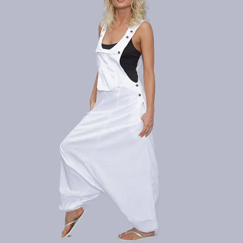 Ashley Sleeveless Relaxed Fit Harem Bib Overalls