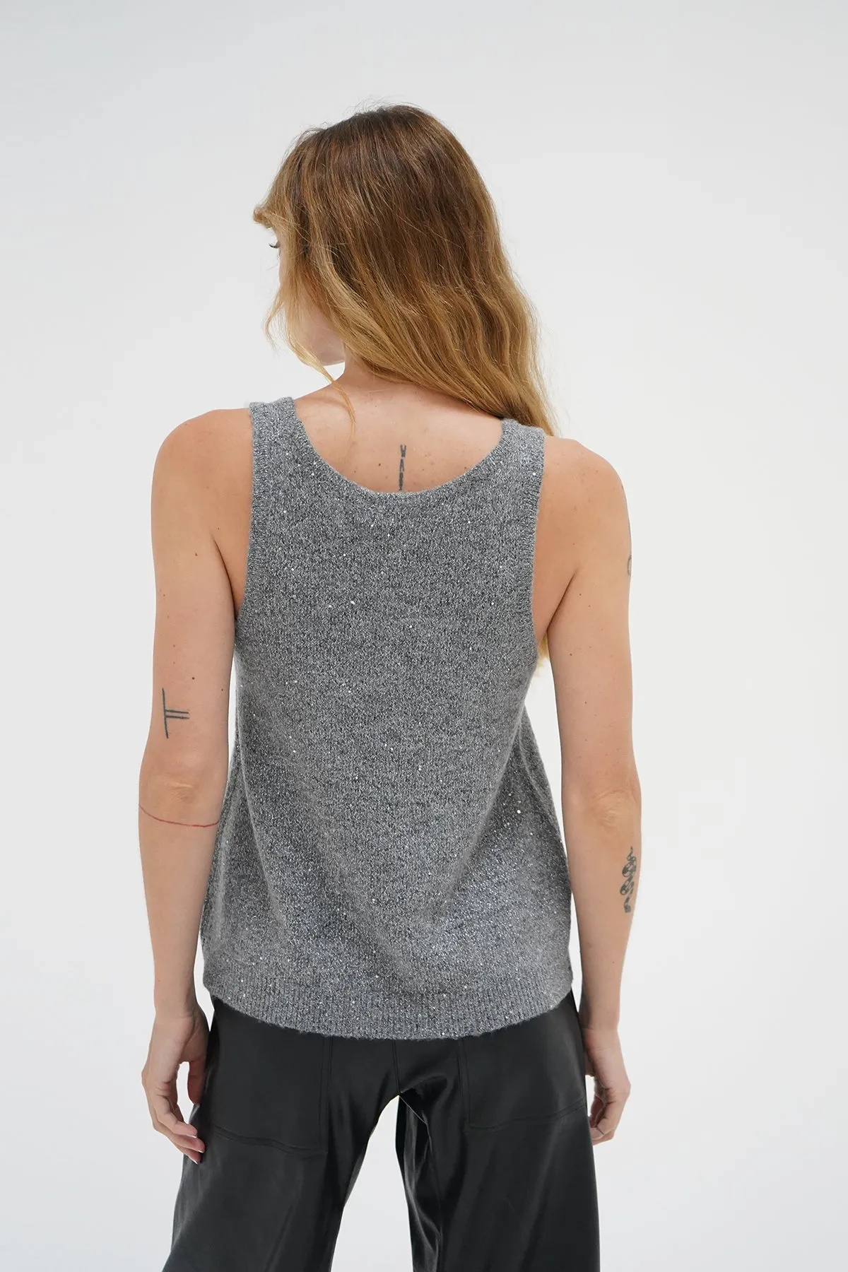 Audra Sparkle Sweater Tank - Grey