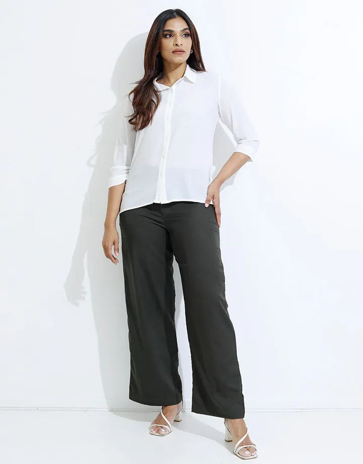 Back Elastic Waist Pant with Belt