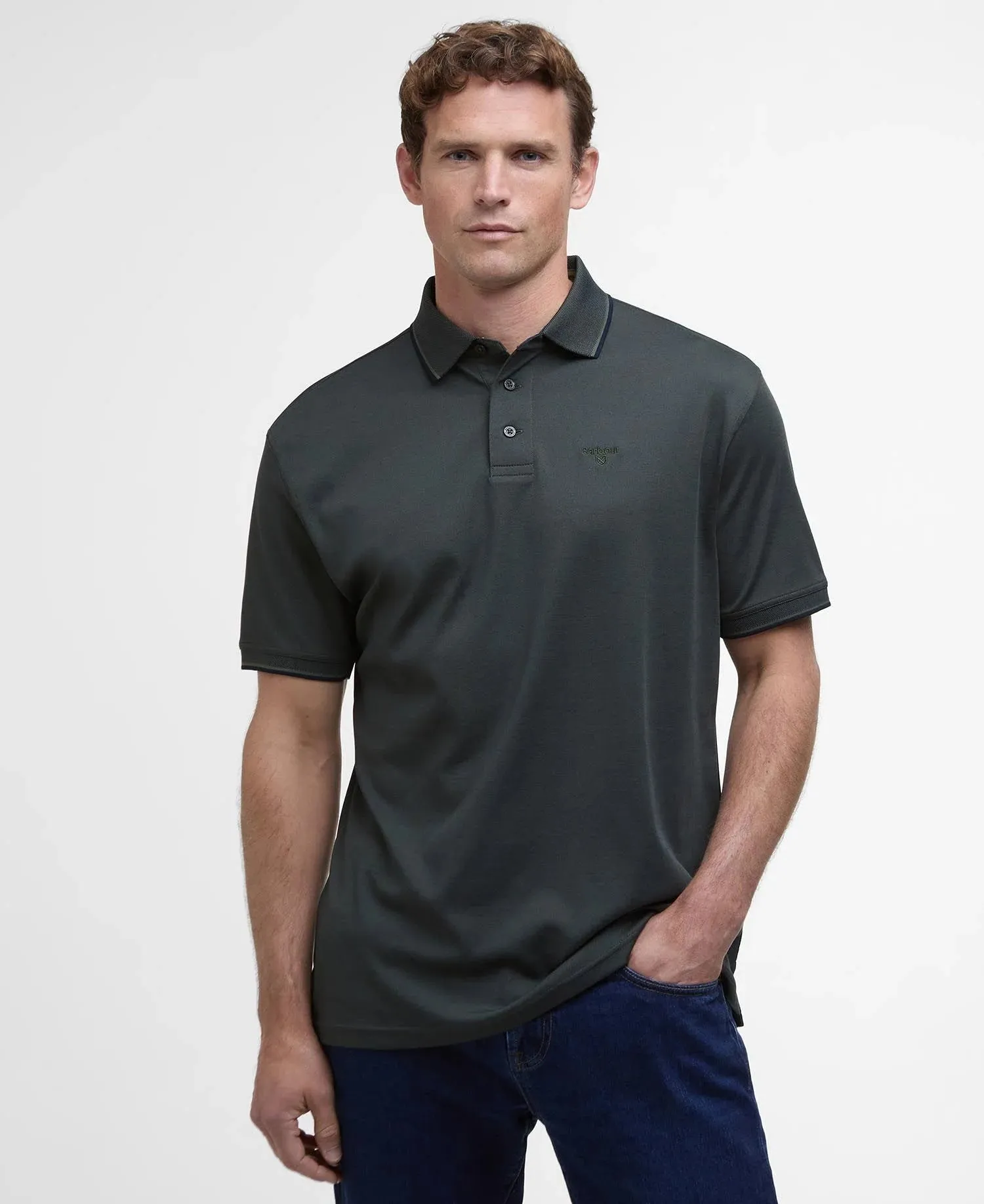 Barbour Heydon Short-Sleeved Polo Shirt in Olive