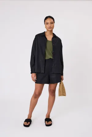 Barcelona Linen Short - Black/Ivory