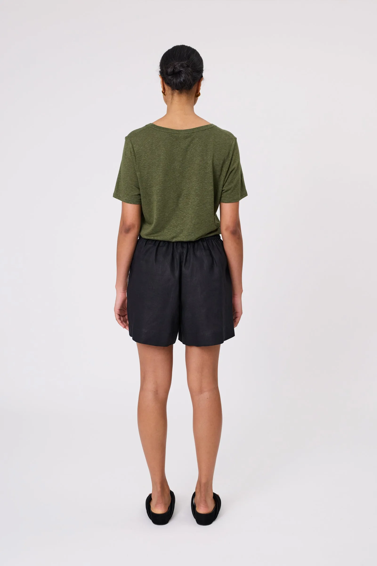 Barcelona Linen Short - Black/Ivory