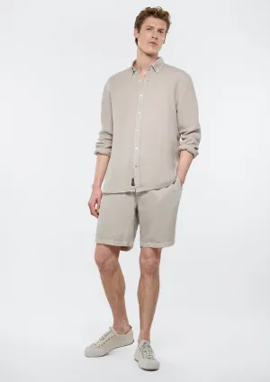 Beige Linen Shorts