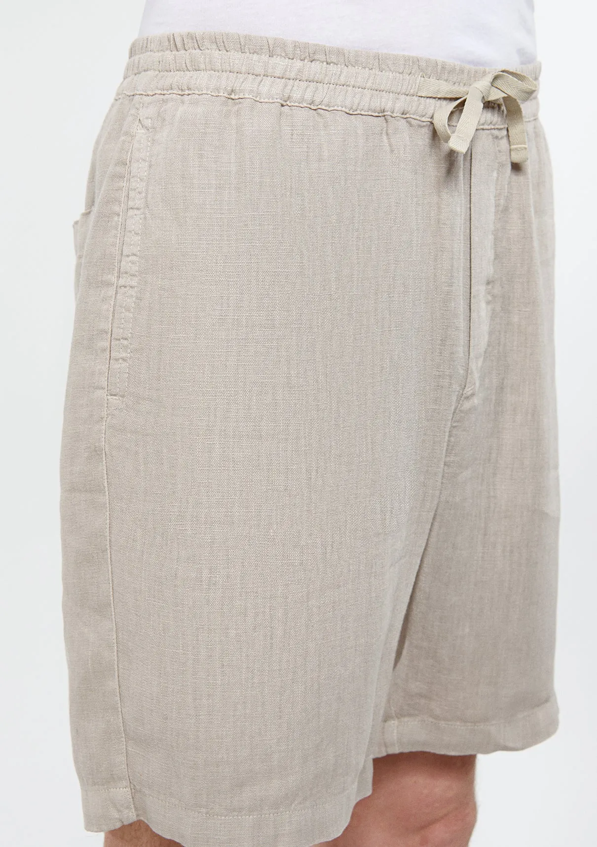 Beige Linen Shorts