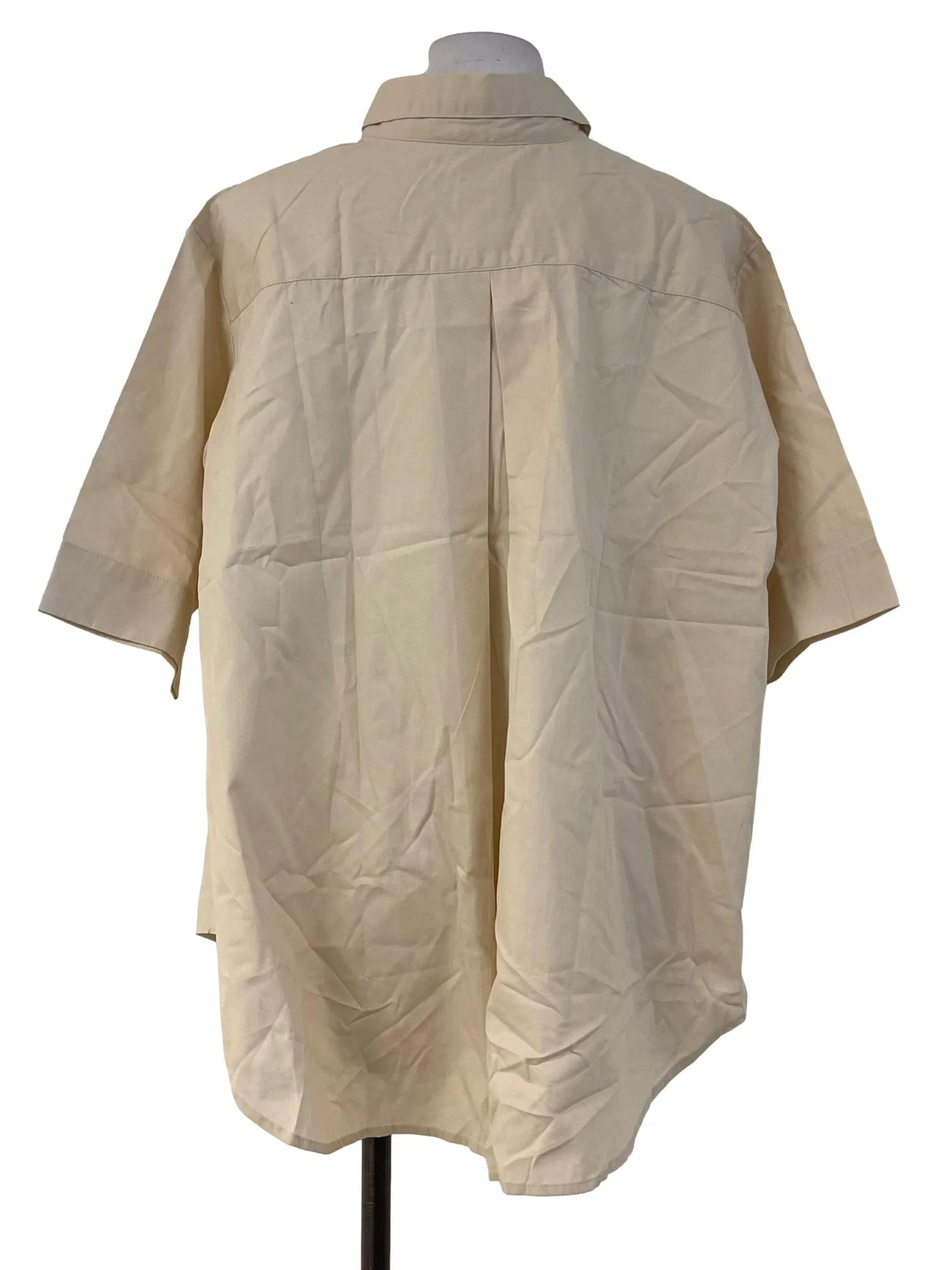 Beige Short Sleeve Collared Shirt