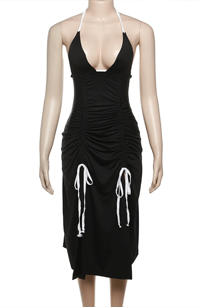 BI847 Cami Plunging Midi Dress