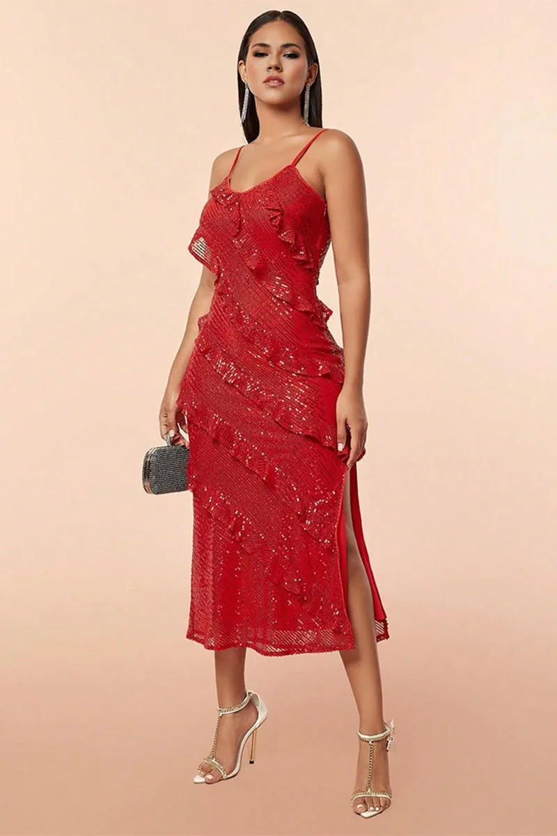 BK0505 Sequins Cami Long Dress