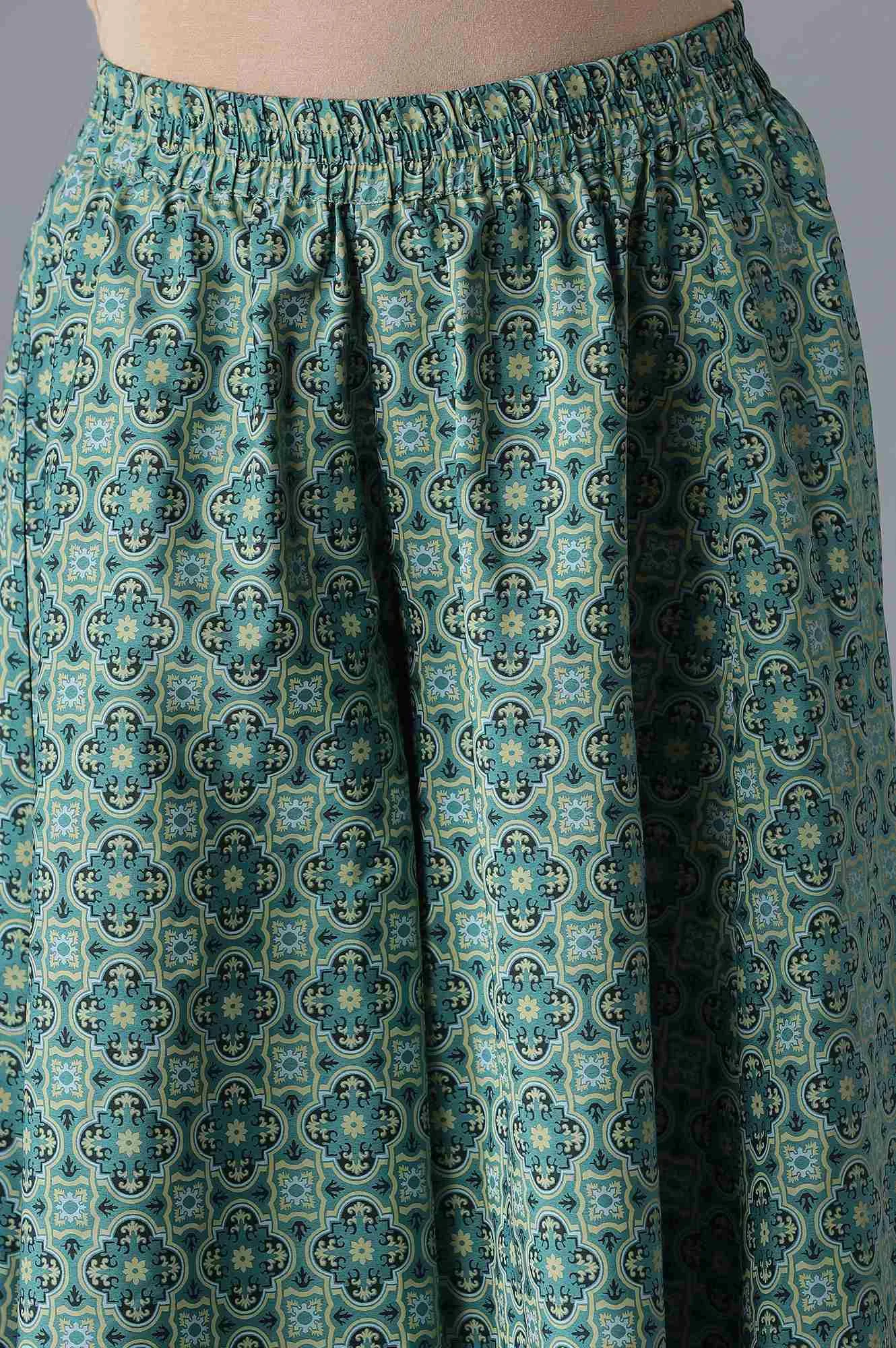 Black Embroidered Geometric Print kurta Culottes Set