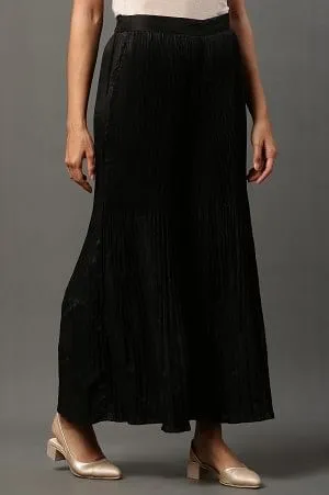 Black Pleated Flared Sharara
