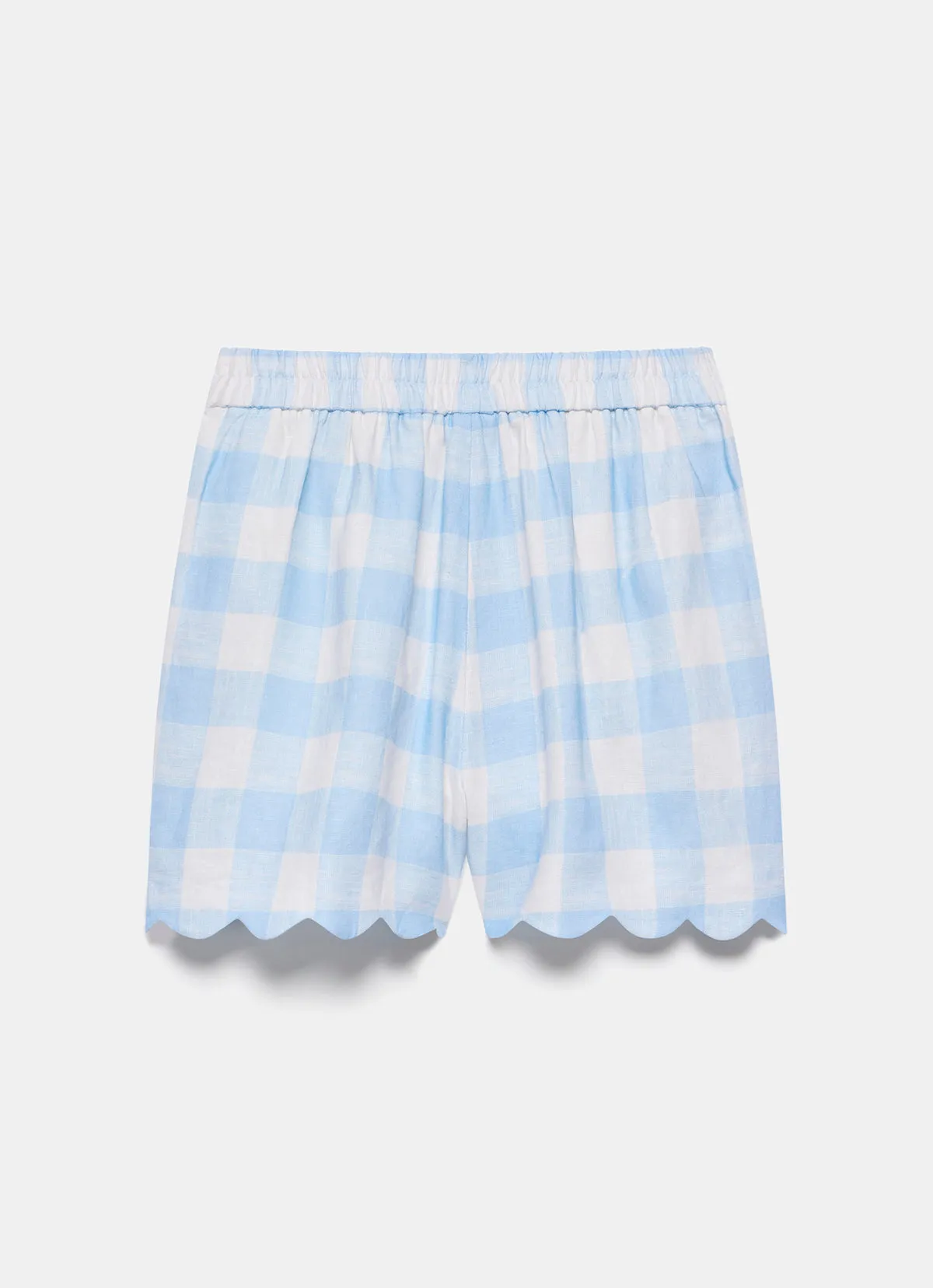 Blue Gingham Linen Shorts