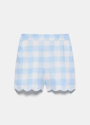 Blue Gingham Linen Shorts