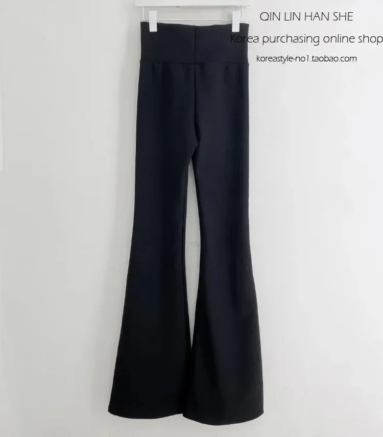 Bold Shade Grunge 90s Urban Style Boot Cut Pants - High-Waist