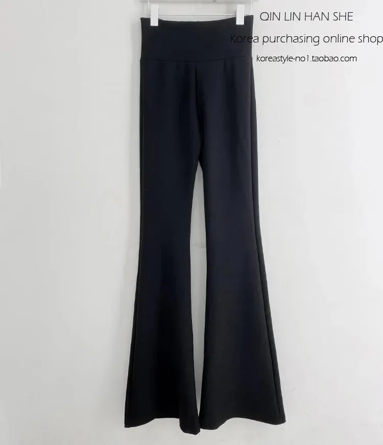 Bold Shade Grunge 90s Urban Style Boot Cut Pants - High-Waist