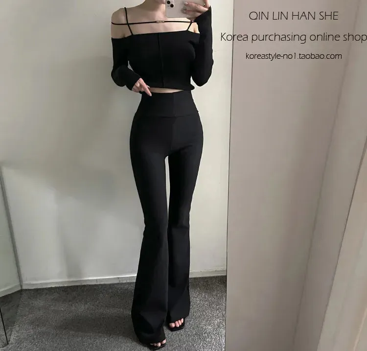 Bold Shade Grunge 90s Urban Style Boot Cut Pants - High-Waist