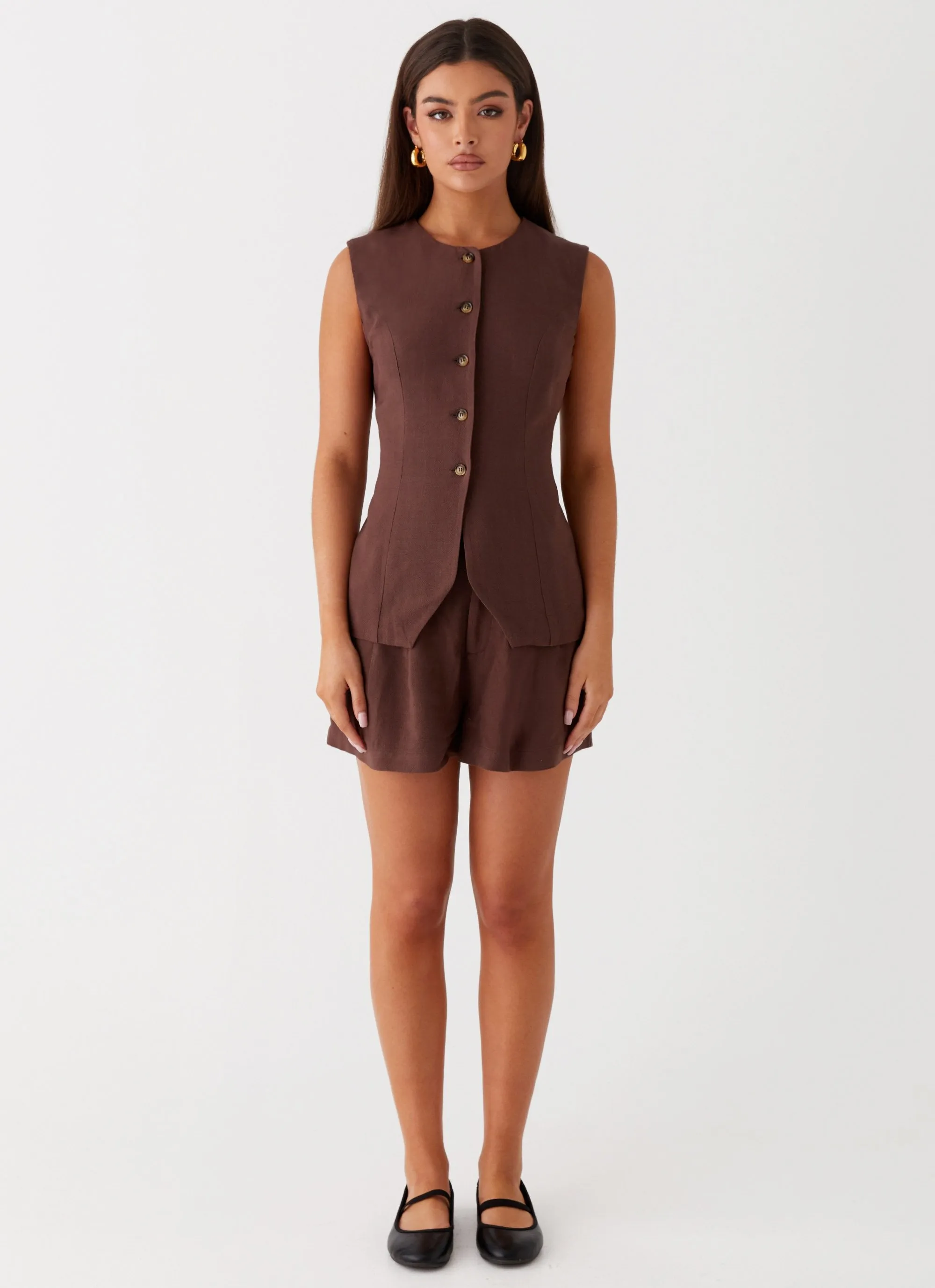 Born For Bordeaux Linen Shorts - Brown