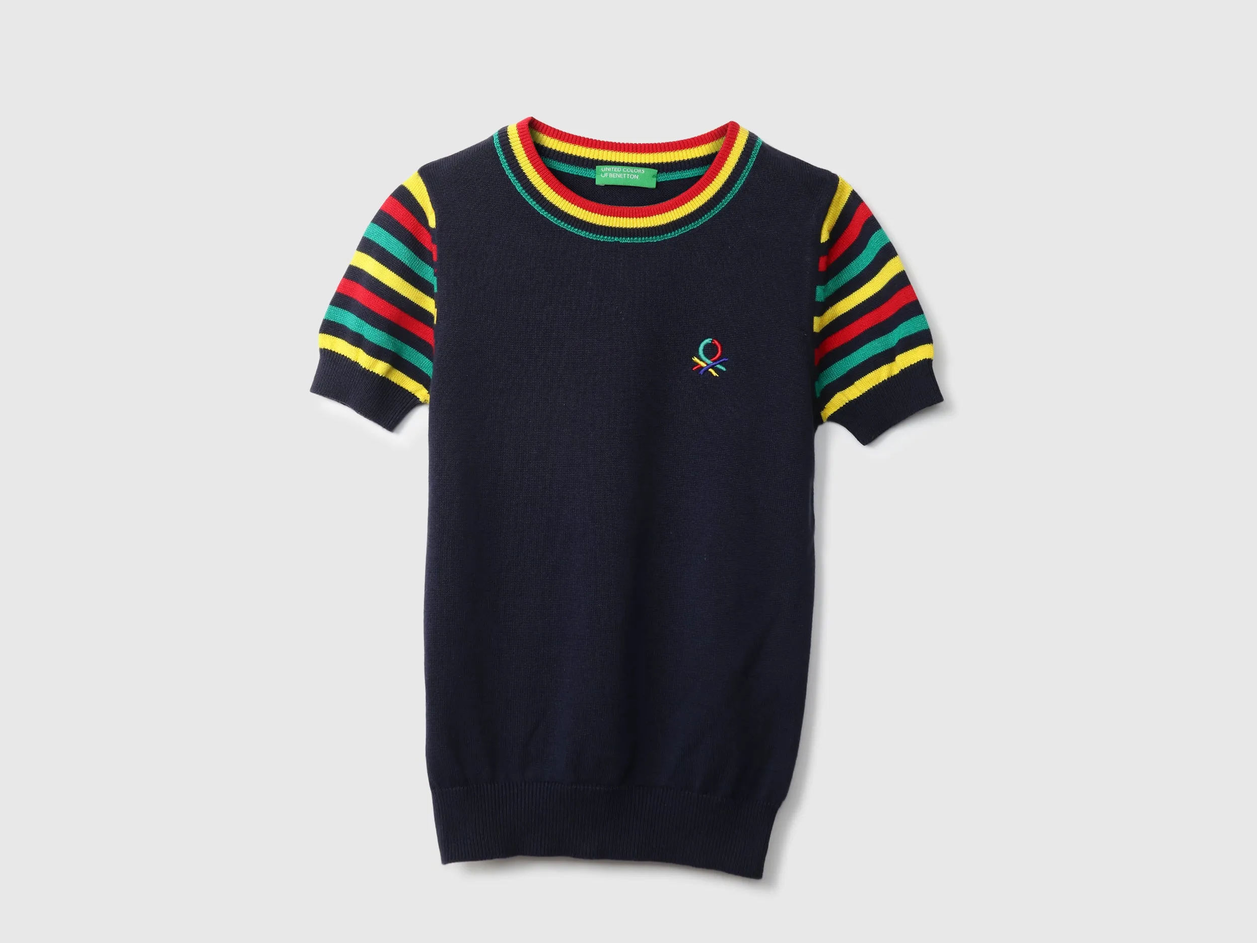 Boys Short Sleeve Striped Sweater