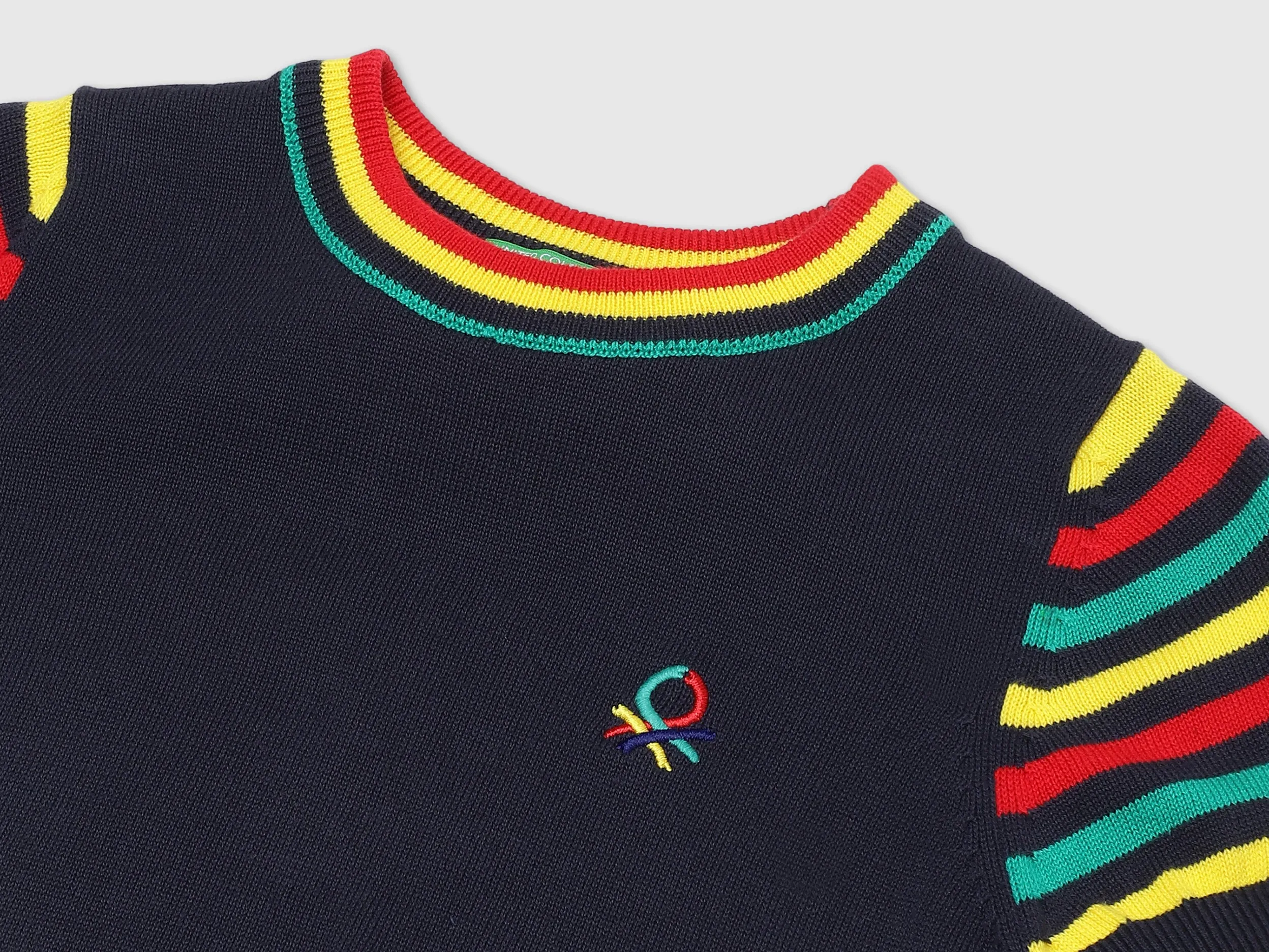 Boys Short Sleeve Striped Sweater