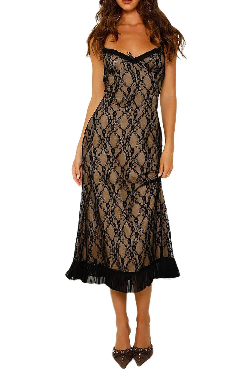 BR3223 Lace Camisole Midi Dress