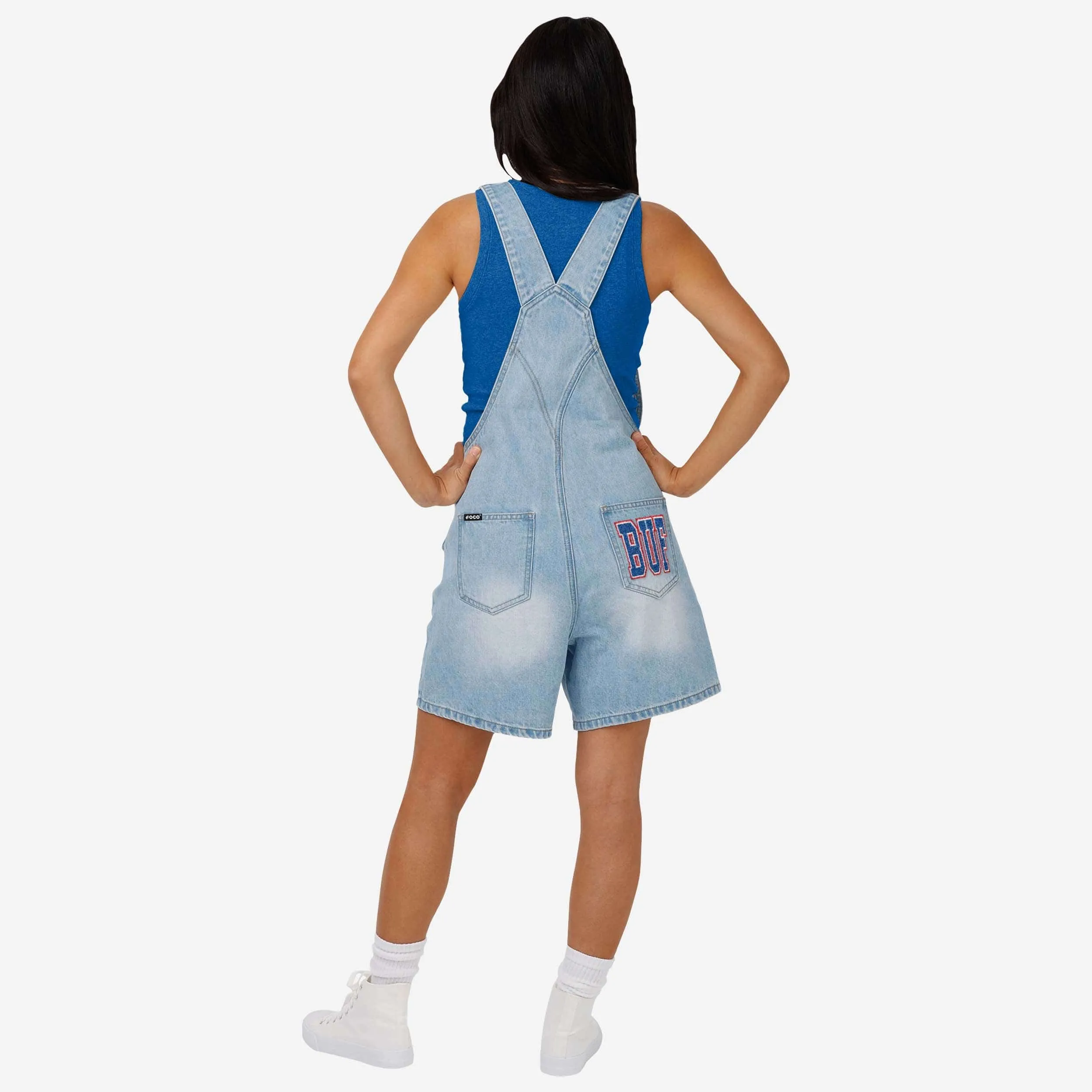 Buffalo Bills Womens Big Logo Denim Bib Shortalls