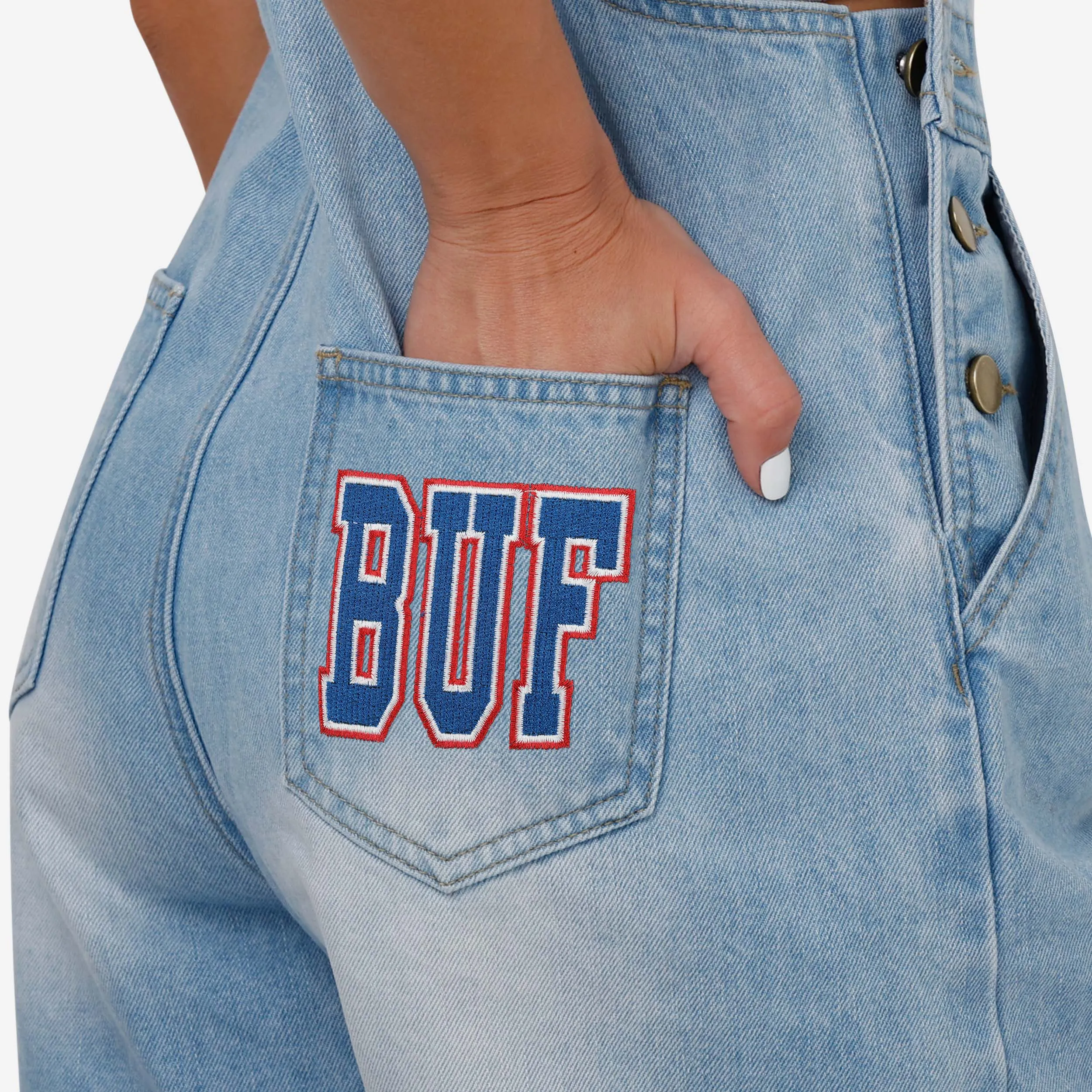 Buffalo Bills Womens Big Logo Denim Bib Shortalls