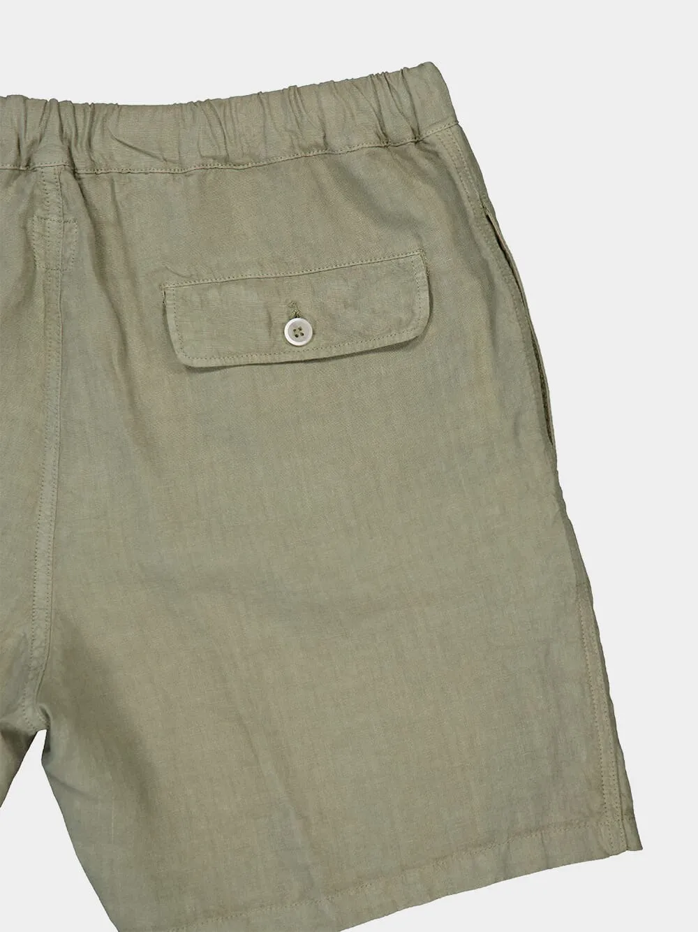 Cactus Green Linen Bermuda Shorts