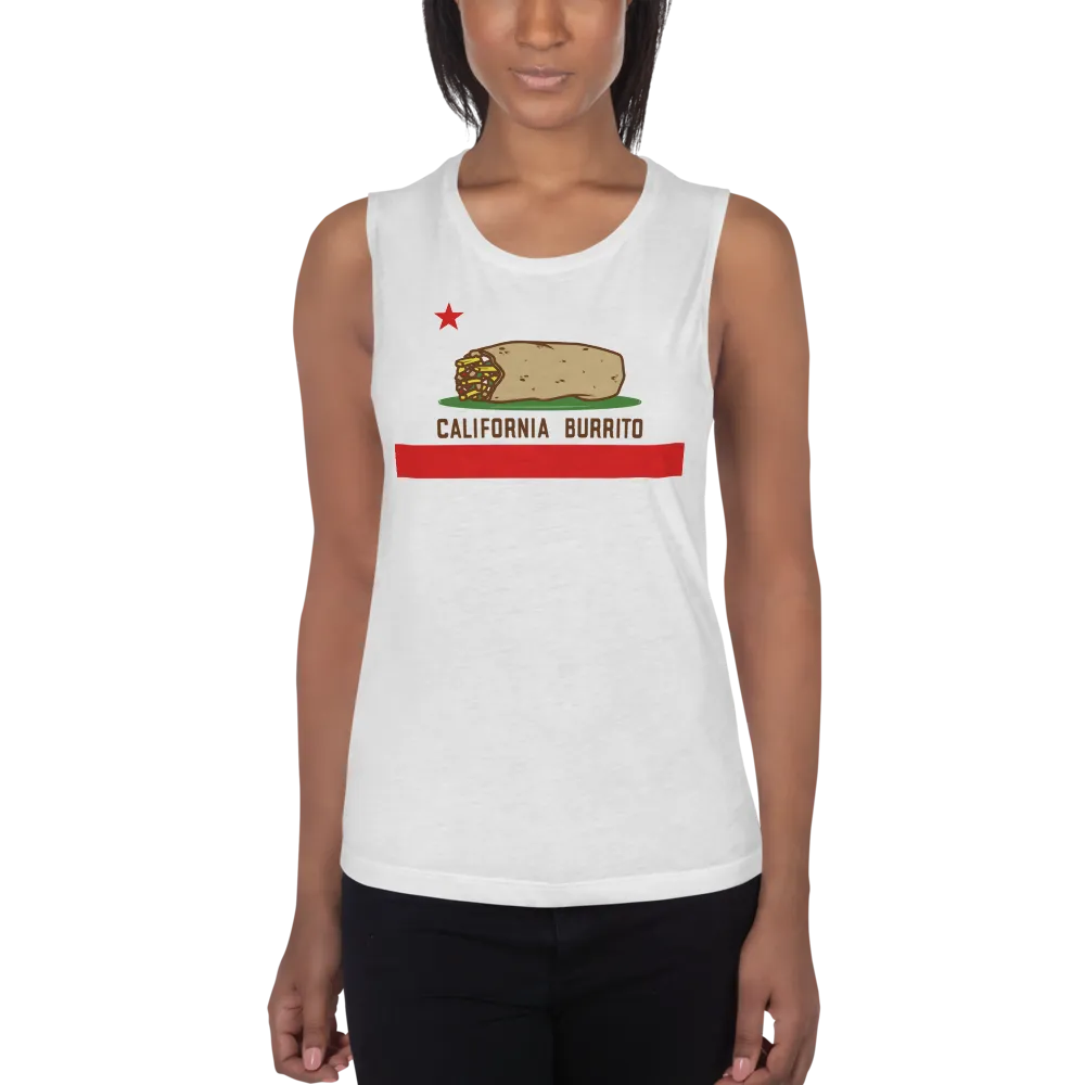 California Burrito White Ladies Muscle Tank