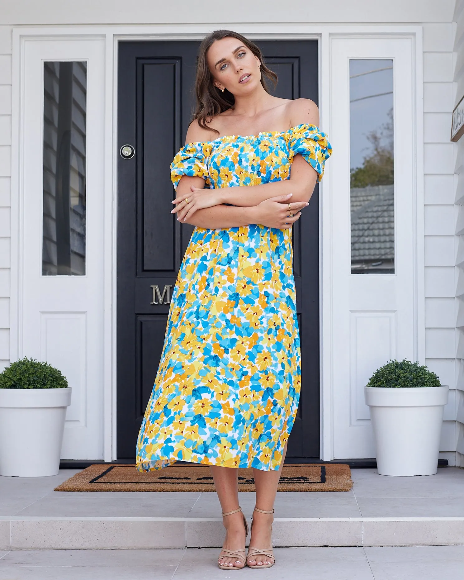Cami Midi Dress - Teal Floral