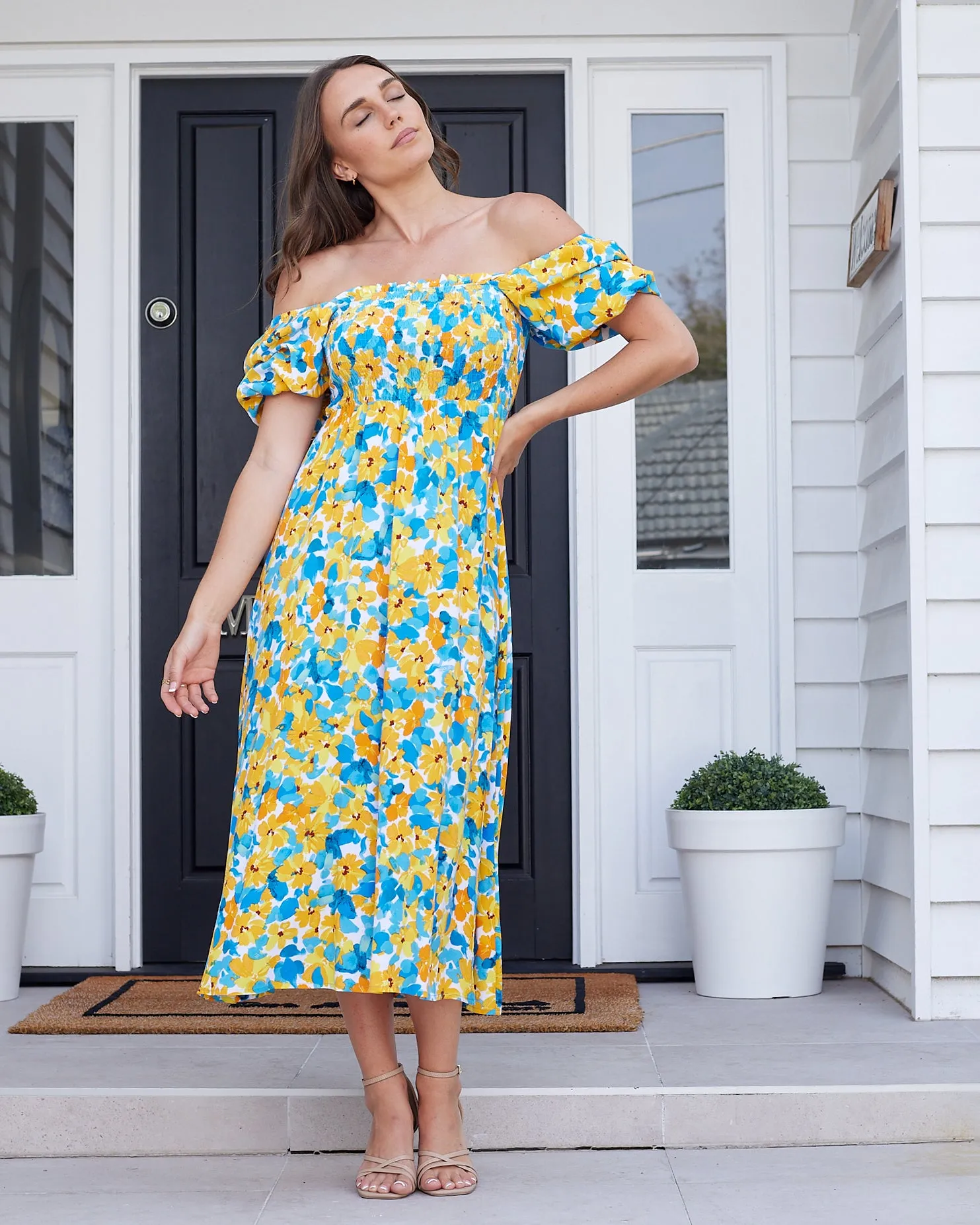 Cami Midi Dress - Teal Floral