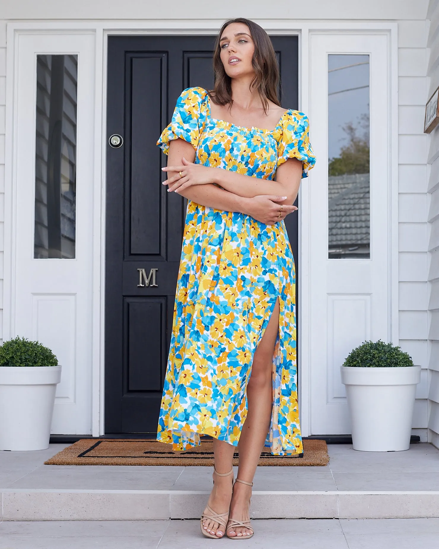Cami Midi Dress - Teal Floral