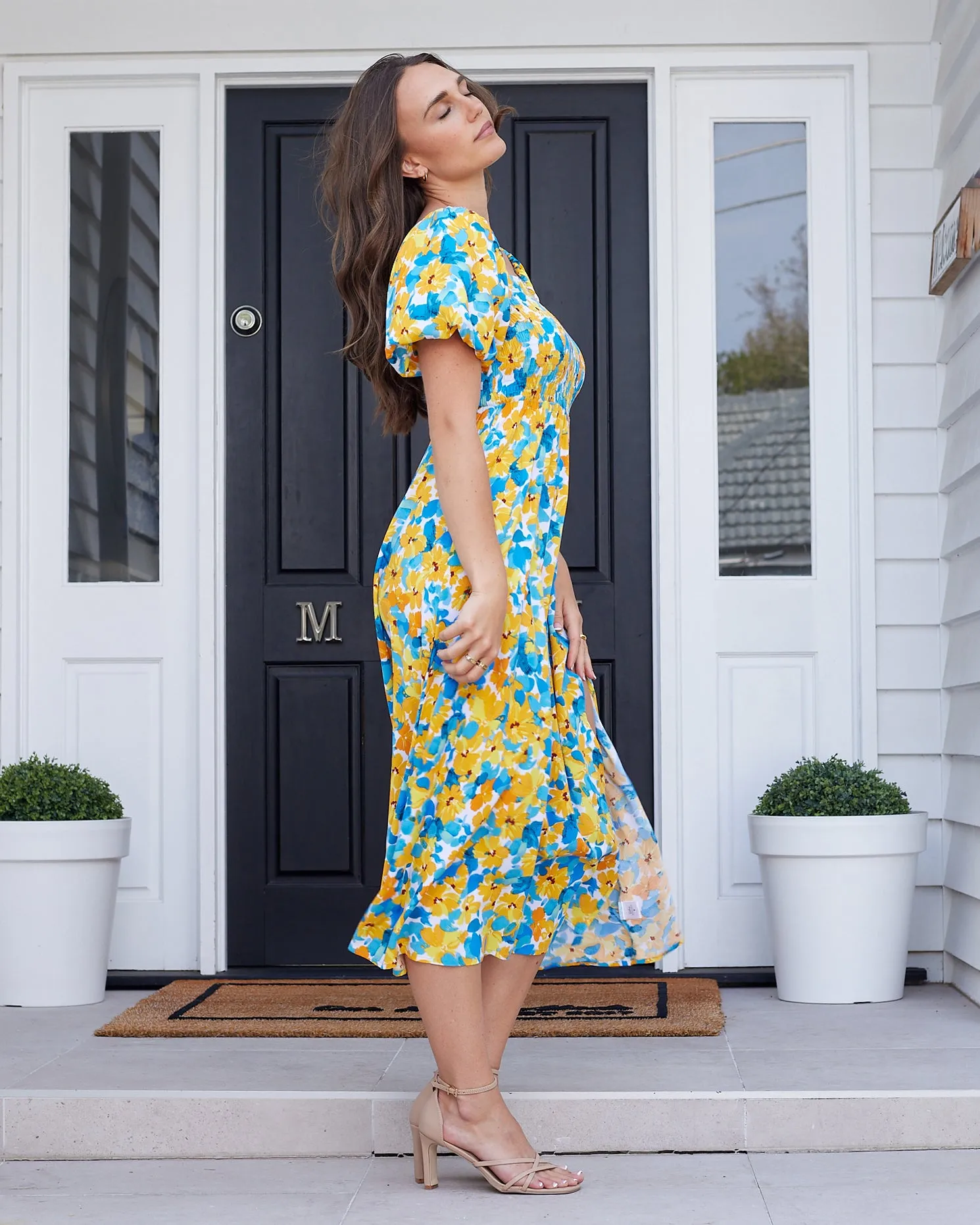 Cami Midi Dress - Teal Floral