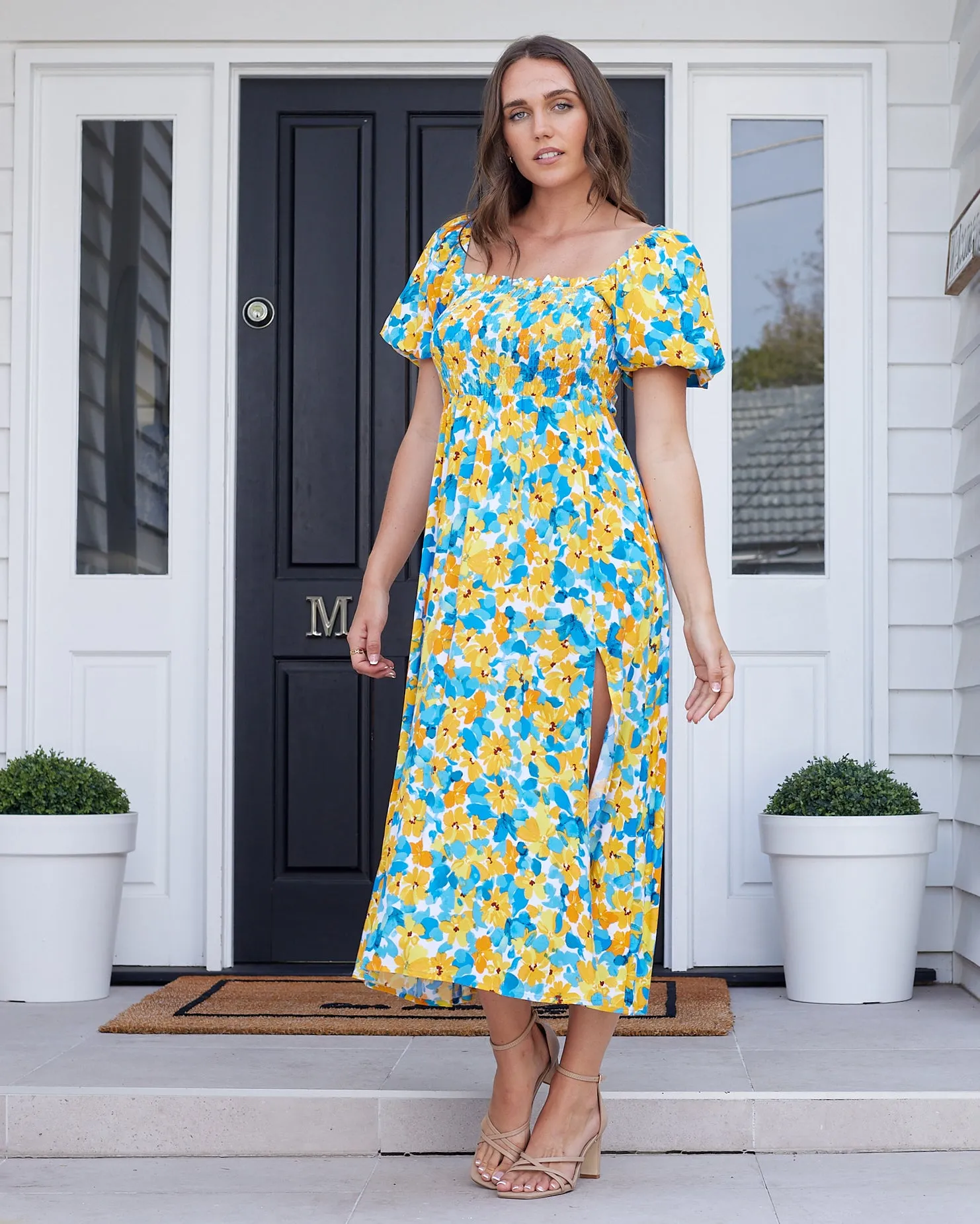 Cami Midi Dress - Teal Floral